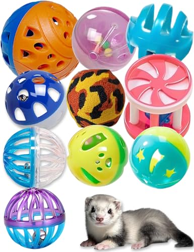 Frettchen-Spielzeug, 10er-Pack, robust und attraktiv, interaktive Knistergeräusche, leicht zu reinigen, sicheres PP, Zahngesundheit, drinnen und draußen, buntes Design, um die Sinne zu stimulieren und von HEUHAI