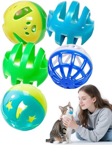 HEUHAI 5-teiliges Katzenbälle-Spielzeug-Set – lustiges Kätzchenspielzeug mit Glocken für Indoor-Katzen – Kitty liebt es zu jagen und zu spielen, 4,3 cm Durchmesser HEUHAI 5-teiliges Katzenbälle-Spielzeug-Set – lustiges Kätzchenspielzeug mit Glocken für Indoor-Katzen – Kitty liebt es zu jagen und zu spielen, 4,3 cm Durchmesser von HEUHAI