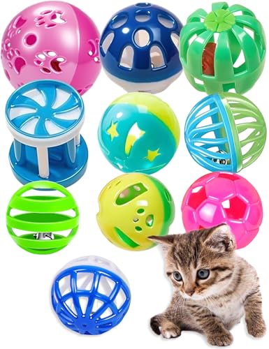 HEUHAI Katzenspielzeug – bunte Glockenbälle für Katzen, interaktive und robuste kleine Bälle für Kätzchen und ausgewachsene Katzen zum Spielen, Jagen und Apportieren (3,8 cm – 5,3 cm, Katzenspielzeug von HEUHAI
