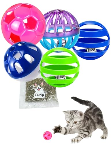 HEUHAI Katzenspielzeug mit Katzenminze – bunte Bälle mit Glocke für Kätzchen und Katzen (3,8 cm, einfaches Katzenspielzeug-Set) von HEUHAI