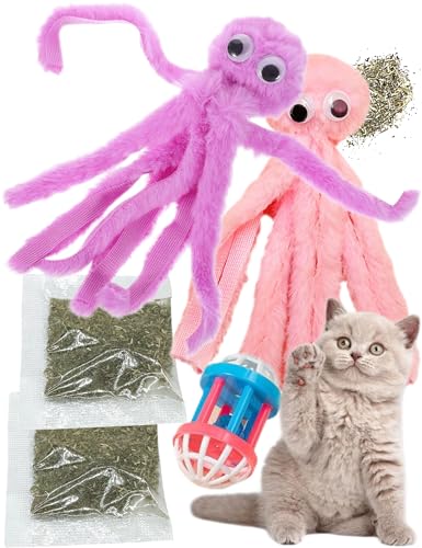 HEUHAI Octopus Katzenminze Spielzeug 3er-Pack + Großer Katzenball & 2 Katzenminze Packs - Indoor Kätzchen Spielzeug zum Kauen, Reinigen der Zähne & Verringerung von Langeweile HEUHAI Octopus Katzenminze Spielzeug 3er-Pack + Großer Katzenball & 2 Katzenminze Packs - Indoor Kätzchen Spielzeug zum Kauen, Reinigen der Zähne & Verringerung von Langeweile von HEUHAI
