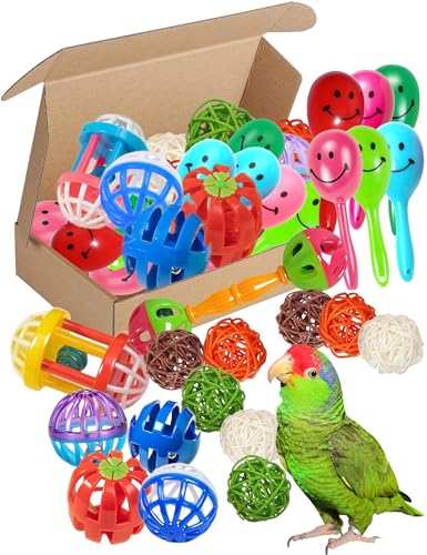 HEUHAI Vogelspielzeug für Sittiche, Wellensittiche, buntes Käfigzubehör mit Glocken und Kauspaß (4,1 cm – 14,9 cm, Mega-Set) von HEUHAI