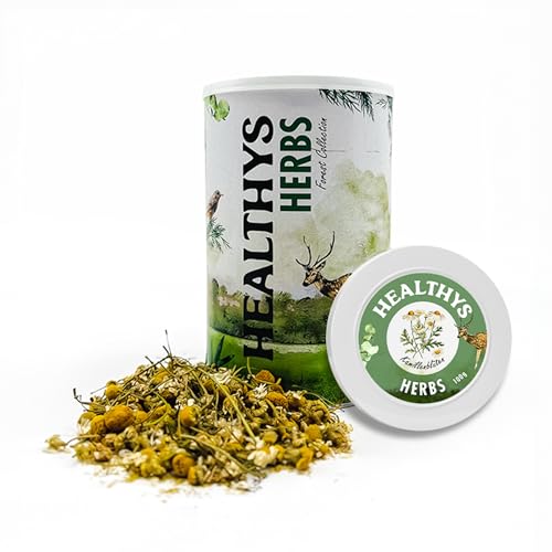 HEULAND® Healthys - Kamillenblüten 100g - hochwertiges Ergänzungsfutter für Kaninchen, Meerschweinchen, Hamster, Nager - artgerechtes Futter mit vielen Vitaminen & Nährstoffen. (Dose) von HEULAND