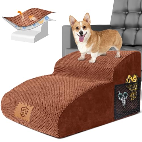 HEVOL Hundetreppe, Hunderampe, Tragbar Haustiertreppe für Hunde und Katzen, Waschbarer Hunderampe Katzentreppe mit Plüschbezug für Bett, Haustierrampe mit Waschbar Bezug HEVOL Hundetreppe, Hunderampe, Tragbar Haustiertreppe für Hunde und Katzen, Waschbarer Hunderampe Katzentreppe mit Plüschbezug für Bett, Haustierrampe mit Waschbar Bezug von HEVOL
