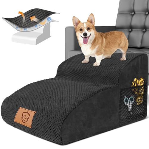 Hundetreppe für Kleine Hunde, HEVOL Hundetreppe, 2 Stufen Erweiterte Hunderampe, Abnehmbar Haustiertreppe mit Waschbarer Bezug, Rutschfestem Katzentreppe für Bett Sofa Hundetreppe für Kleine Hunde, HEVOL Hundetreppe, 2 Stufen Erweiterte Hunderampe, Abnehmbar Haustiertreppe mit Waschbarer Bezug, Rutschfestem Katzentreppe für Bett Sofa von HEVOL