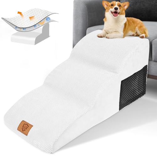 HEVOL Hundetreppe 3 Stufen, Tragbare Hunderampe aus Hochdichtem Schwamm für Kleine Hunde, Haustiertreppe mit Abnehmbarem & Waschbarem Stoffbezug, Ideal für Sofa und Bett HEVOL Hundetreppe 3 Stufen, Tragbare Hunderampe aus Hochdichtem Schwamm für Kleine Hunde, Haustiertreppe mit Abnehmbarem & Waschbarem Stoffbezug, Ideal für Sofa und Bett von HEVOL