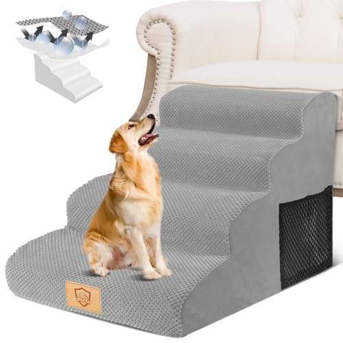 HEVOL Hundetreppe 4 Stufen, 50cm hoch Schwamm Haustiertreppe für Hunde und Katzen, rutschfest Haustierleiter Katzentreppe mit Waschbar Bezug für Sofa Bett, Gris HEVOL Hundetreppe 4 Stufen, 50cm hoch Schwamm Haustiertreppe für Hunde und Katzen, rutschfest Haustierleiter Katzentreppe mit Waschbar Bezug für Sofa Bett, Gris von HEVOL