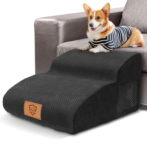 HEVOL Hundetreppe mit 2 Stufen, aus hochdichtem Schaumstoff, große Leiter für Tiere mit abnehmbarem und waschbarem Bezug, Hundetreppen, rutschfest, für Sofa und Bett, Schwarz HEVOL Hundetreppe mit 2 Stufen, aus hochdichtem Schaumstoff, große Leiter für Tiere mit abnehmbarem und waschbarem Bezug, Hundetreppen, rutschfest, für Sofa und Bett, Schwarz von HEVOL