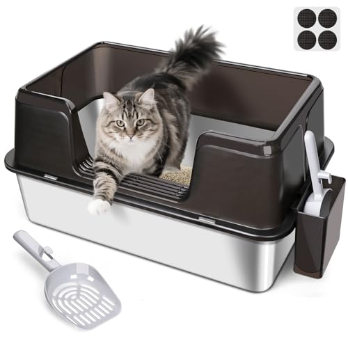 HEVOL Katzenklo Edelstahl XXL, Katzentoilette Edelstahl, Geruchsresistent Katzenklo Groß mit Hohem Rand, Auslaufsichere & Nicht klebrig XXL Katzenklo für Große Katzen, 60 L x 40 W x 31,5 H cm HEVOL Katzenklo Edelstahl XXL, Katzentoilette Edelstahl, Geruchsresistent Katzenklo Groß mit Hohem Rand, Auslaufsichere & Nicht klebrig XXL Katzenklo für Große Katzen, 60 L x 40 W x 31,5 H cm von HEVOL
