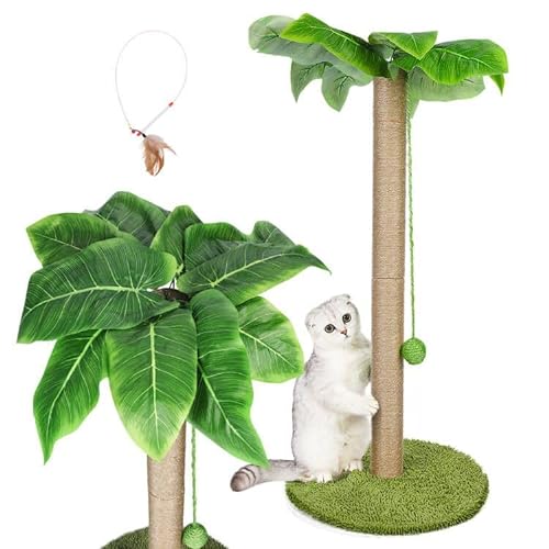 HEVOL Kratzbaum,85cm Stehender Katzenkratzbaum mit Hängenden Bällen,Natürlichem Sisalseil Katzenkratzer für Katzen im Haus,Hergeben 1 Katzenfedern-Stick von HEVOL