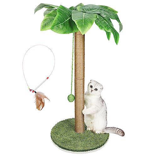 HEVOL Kratzstamm,85cm Natürlichem Sisalseil Kratzbaum mit Simuliertem Blättern und Hängenden Bällen,Kratzsäule für Katzen,Groß Katzenkratzbaum für Kätzchen und Katzen im Haus,Senden KatzenfedernStick HEVOL Kratzstamm,85cm Natürlichem Sisalseil Kratzbaum mit Simuliertem Blättern und Hängenden Bällen,Kratzsäule für Katzen,Groß Katzenkratzbaum für Kätzchen und Katzen im Haus,Senden KatzenfedernStick von HEVOL