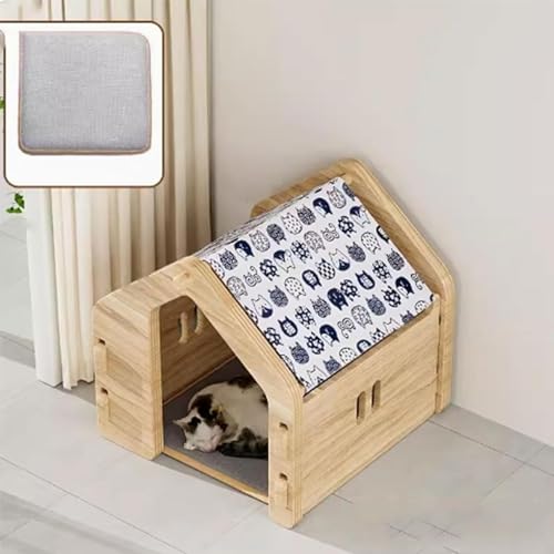 Hundehütte Aus Holz, Hundehütte Aus Holz for Den Innenbereich Mit Erhöhtem Und Belüftetem Boden, Bemalbare Hundehütten for Kleine Hunde Und Katzen. Katzenhaus for Öffnen (Color : B, Size : 50x47x48c von HEXEH