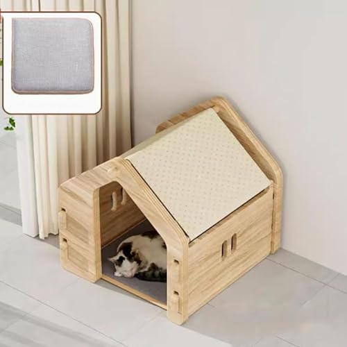 Hundehütte Indoor, Katzenhaus Zum Selber Bauen, Haustierhaus, Für Kleine Hunde & Katzen, Hundehöhle (Color : A, Size : 50x47x48cm) von HEXEH