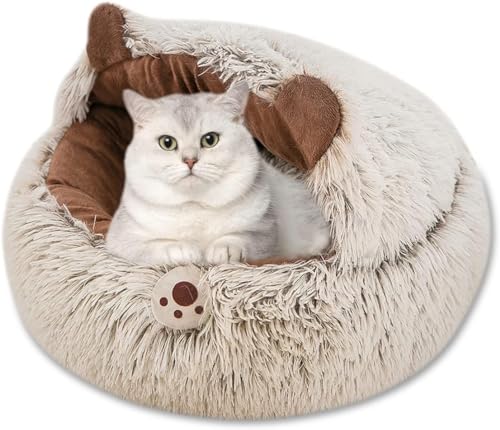 Katzenbett Haustierhöhle Katzennest Bett Weiches Katzenhaus Zelt Katzennest Bett Warm Katzenhöhle Schlafbett Für Welpen Washbar Haustier Kissen Bett (Color : A, Size : 30cm) von HEXEH