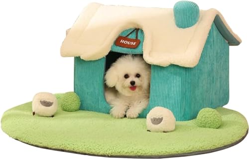 Katzenhaus, Abnehmbares Waschbares Katzenhaus, Warmes Cartoon-Katzenhaus, Gemütliches Plüsch-Katzen-Iglu, Faltbares Haus, Geeignet for Hunde, Katzen, Kleine Tiere (Color : B) von HEXEH