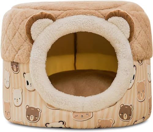 Katzenhöhle Katzenbett Flauschig, Kuschelhöhle Für Katzen Kätzchen Hund Kaninchen, Katzenschlafplatz Katzenbett Flauschig Für Drinnen (Color : Braun, Size : S) von HEXEH