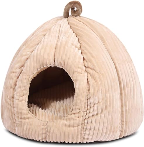 Katzenhöhlenbett, Haustierzelt-Höhlenbett for Katzen Und Kleine Hunde, Waschbares, Abnehmbares Katzennest, Weiches Und Gemütliches Plüsch-Katzen-Iglu-Höhlenbett (Color : B, Size : M) von HEXEH