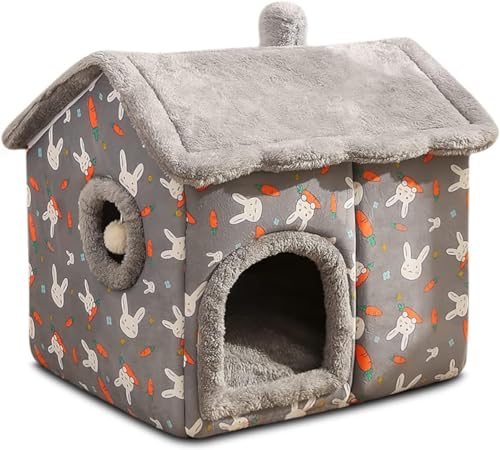 Katzenhöhlenbett, Tragbares Katzenbett Mit Abnehmbarem Kissen, Kleines Hundehöhlenbett, Warmes Haustierhaus, Waschbares Hundebett, Katzenwelpen-Iglubett (Color : A, Size : M) von HEXEH