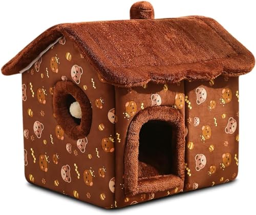 Katzenhöhlenbett, Tragbares Katzenbett Mit Abnehmbarem Kissen, Kleines Hundehöhlenbett, Warmes Haustierhaus, Waschbares Hundebett, Katzenwelpen-Iglubett (Color : B, Size : L) von HEXEH