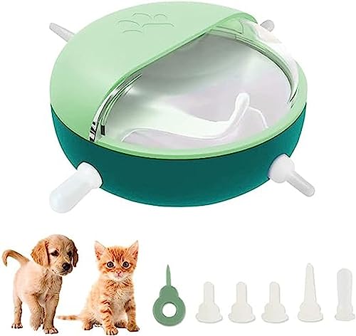 Welpen-Futterspender, Haustier-Milchnapf, 4 Nippel-Flaschen for Mehrere Welpen, Hund, Kätzchen, Stillen, 180 Ml Silikon-Welpen-Futterspender Mit Nippeln (Color : Green) von HEXEH