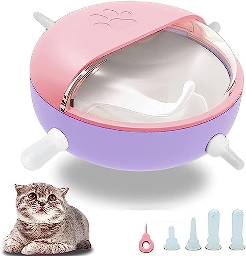 Welpen-Futterspender, Haustier-Milchnapf, 4 Nippel-Flaschen for Mehrere Welpen, Hund, Kätzchen, Stillen, 180 Ml Silikon-Welpen-Futterspender Mit Nippeln (Color : Pink) von HEXEH