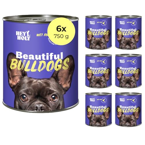 HEY HOLY – Beautiful Bulldoggs Nassfutter – High-Meat Premium Nassfutter für ausgewachsene Hunde mit 40% Lachs (6X 750g) von HEY HOLY