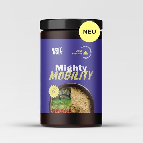 HEY HOLY Premium Gelenkpulver für Hunde Mighty Mobility | Gelenk- & Knochenschutz für Hunde 200 g | Unterstützt bei akuten Gelenkschmerzen & Präventiv | Hochverträglich aus natürlichen Zutaten von HEY HOLY