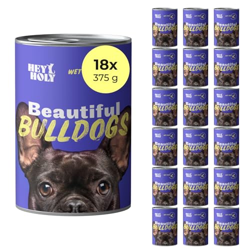 HEY HOLY Premium Nassfutter für Bulldoggen | 18x 375g Hundefutter für ausgewachsene Bulldoggen mit Lachs | Hochverträglich aus natürlichen Zutaten HEY HOLY Premium Nassfutter für Bulldoggen | 18x 375g Hundefutter für ausgewachsene Bulldoggen mit Lachs | Hochverträglich aus natürlichen Zutaten von HEY HOLY