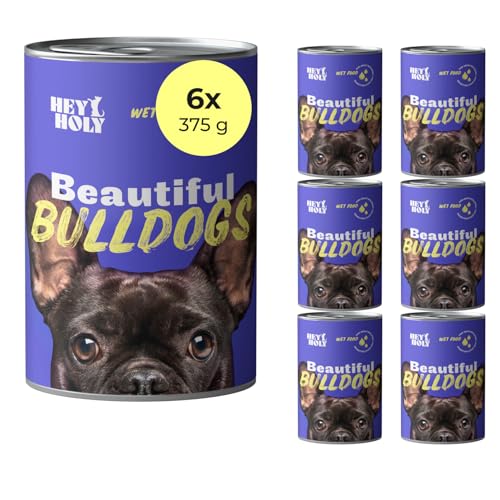 HEY HOLY Premium Nassfutter für Bulldoggen | 6X 375g Hundefutter für ausgewachsene Bulldoggen mit Lachs | Hochverträglich aus natürlichen Zutaten HEY HOLY Premium Nassfutter für Bulldoggen | 6X 375g Hundefutter für ausgewachsene Bulldoggen mit Lachs | Hochverträglich aus natürlichen Zutaten von HEY HOLY