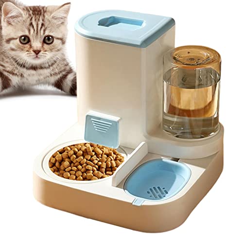 2-in-1 Automatic Dog Cat Feeder, Pet Feeder & Waterer, Cat Food and Water Bowl Set, Gravity Food Feeder and Waterer Set with Automatic Waterer Bottle, for Small Medium Large Pets von HEYCE