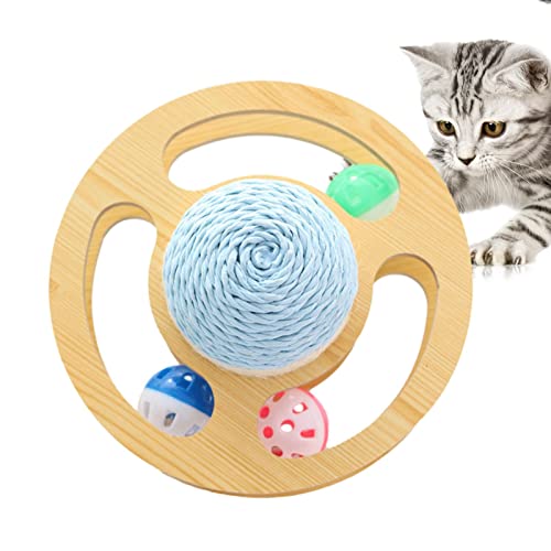 HEYCE Sisalkugel Katze, Weltraum-Asteroiden-Katzen-Kratzball, Mit DREI Glockenkugeln, Plattenspieler-Orbit zum Schutz von Möbeln von HEYCE