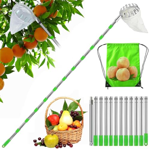 HEYIDAMAI Obstpflücker,Apfelpflücker,Pflückhilfe 453CM,Obstgreifer Einfach zu Montieren,Kirschenpflücker mit Leichter Edelstahl Verlängerung Verbindungsstange und Baumwollbeutel Ø16 cm HEYIDAMAI Obstpflücker,Apfelpflücker,Pflückhilfe 453CM,Obstgreifer Einfach zu Montieren,Kirschenpflücker mit Leichter Edelstahl Verlängerung Verbindungsstange und Baumwollbeutel Ø16 cm von HEYIDAMAI