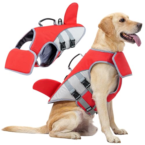 HEYWEAN Hundeschwimmweste mit Rettungsgriff Hai Schwimmwesten für kleine mittlere große Hunde Einstellbare Schwimmweste mit D-Ring Hohe Sichtbarkeit Reflektierende Sicherheit Bootfahren Wassersport HEYWEAN Hundeschwimmweste mit Rettungsgriff Hai Schwimmwesten für kleine mittlere große Hunde Einstellbare Schwimmweste mit D-Ring Hohe Sichtbarkeit Reflektierende Sicherheit Bootfahren Wassersport von HEYWEAN