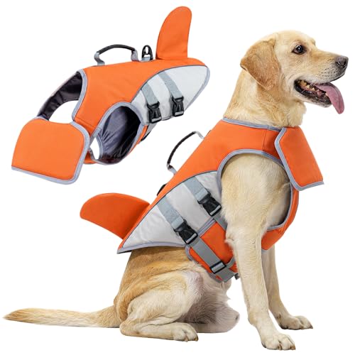 HEYWEAN Hundeschwimmweste mit Rettungsgriff Hai Schwimmwesten für kleine mittlere große Hunde Einstellbare Schwimmweste mit D-Ring Hohe Sichtbarkeit Reflektierende Sicherheit Bootfahren Wassersport HEYWEAN Hundeschwimmweste mit Rettungsgriff Hai Schwimmwesten für kleine mittlere große Hunde Einstellbare Schwimmweste mit D-Ring Hohe Sichtbarkeit Reflektierende Sicherheit Bootfahren Wassersport von HEYWEAN