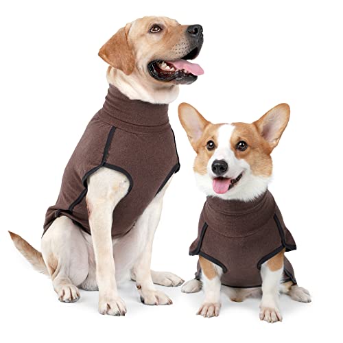 Heywean Dog Sweatshirt Stretch Fleece Weste Warmer Hundepullover Pullover für kleine und mittlere Hunde Haustier Winterkleidung für den Innen- und Außenbereich Braun von HEYWEAN