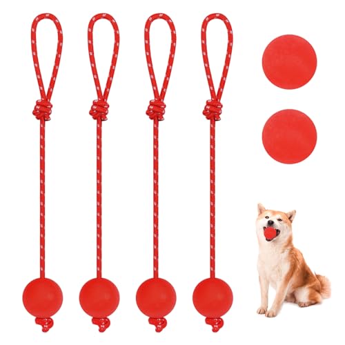 HFDONGL 6 Stück Hundeball Hundespielzeug Ball Hund Ball mit Schnur Naturkautschuk Hunde Ball Weich und Elastisch Hundebälle für Haustiere Hunde Ausbildung Spielen Übung von HFDONGL