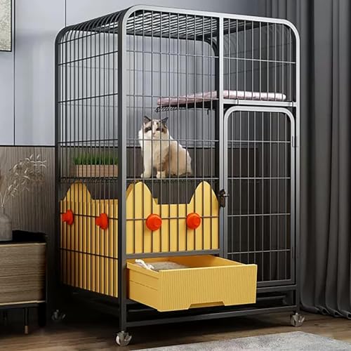 2 -Tier -Katzenkäfigkäfig, Katzenzweel, mit Katzendrüsenbox, Katzenhängematte und Katzenbett, Pet Cat Zwinger mit Tür, Metallkäfigkäfig auf Casters, frei zu bewegen, mit Katzentoilette (Größe: 2 -Tier -Katzenkäfigkäfig, Katzenzweel, mit Katzendrüsenbox, Katzenhängematte und Katzenbett, Pet Cat Zwinger mit Tür, Metallkäfigkäfig auf Casters, frei zu bewegen, mit Katzentoilette (Größe: von HFERTSCN