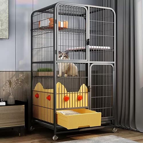 2 -Tier -Katzenkäfigkäfig, Katzenzwinger, mit Katzenrückschachtel, Katzen -Hängematte und Katzenbett, Pet Cat Zwinger mit Tür, Metallkäfigkäfig auf Casters, frei zu bewegen, mit Katzentoilette 2 -Tier -Katzenkäfigkäfig, Katzenzwinger, mit Katzenrückschachtel, Katzen -Hängematte und Katzenbett, Pet Cat Zwinger mit Tür, Metallkäfigkäfig auf Casters, frei zu bewegen, mit Katzentoilette von HFERTSCN