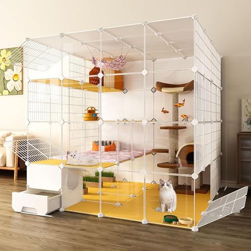 Cat Cage -Outdoor Cat -Gehäuse Kätzchen -Playpen für Innenkatzen, Kätzchen -Playpen in Indoor abtrennbarer Metalldraht Zwinger DIY CAT PLAYPEN IDEF für 1-4 Katze (Größe: 147 * 147 * 147 cm) FANDIAO von HFERTSCN