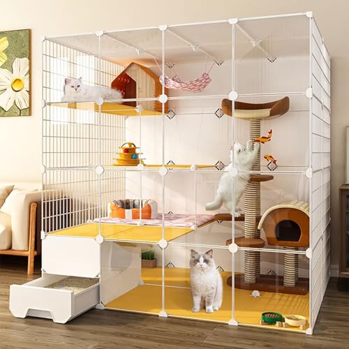 Cat Cage -Outdoor Cat -Gehäuse Kätzchen -Playpen für Innenkatzen, Kätzchen -Playpen in Indoor abtrennbarer Metalldraht Zwinger DIY CAT PLAYPEN IDEF für 1-4 Katze (Größe: 147 * 75 * 147 cm) FANDIAO von HFERTSCN
