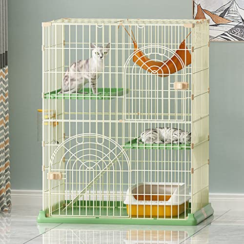 Cat -Gehäuse im Freien - Katze Käfig auf 3 Böden - Cat Cage Playpen Box Kiste Kennel - 76 x 51x 90 cm, Grün FANDIAO von HFERTSCN