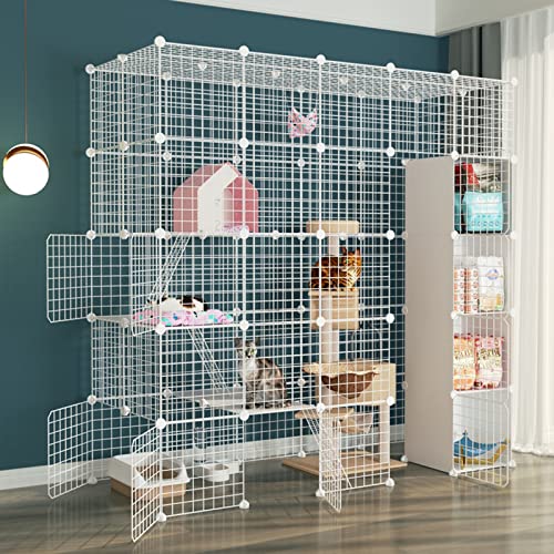 Cat Playpen - Katzenkäfig, Hundekäfige Haustierkäfige für Katzen DIY -Haustiere Playpen, Übungshof Zaun Käfig mit Tür für kleine Haustiere Kaninchen Igel Igel Katze Meerschweinchen FANDIAO von HFERTSCN