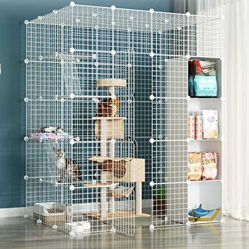 Cat Playpen - Katzenkäfig, Hundekäfige Haustierkäfige für Katzen DIY -Haustiere Playpen, Übungshof Zaun Käfig mit Tür für kleine Haustiere Kaninchen Igel Igel Katze Meerschweinchen FANDIAO von HFERTSCN