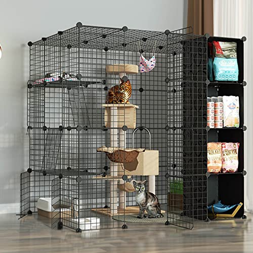 Cat Playpen - Katzenkäfig, Hundekäfige Haustierkäfige für Katzen DIY -Haustiere Playpen, Übungshof Zaun Käfig mit Tür für kleine Haustiere Kaninchen Igel Igel Katze Meerschweinchen FANDIAO von HFERTSCN