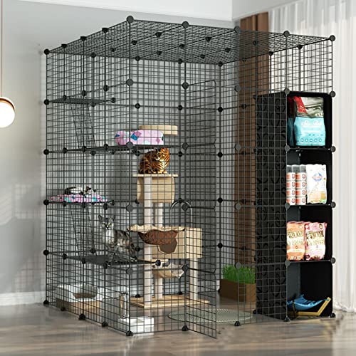 Cat Playpen - Katzenkäfig, Hundekäfige Haustierkäfige für Katzen DIY -Haustiere Playpen, Übungshof Zaun Käfig mit Tür für kleine Haustiere Kaninchen Igel Igel Katze Meerschweinchen FANDIAO von HFERTSCN