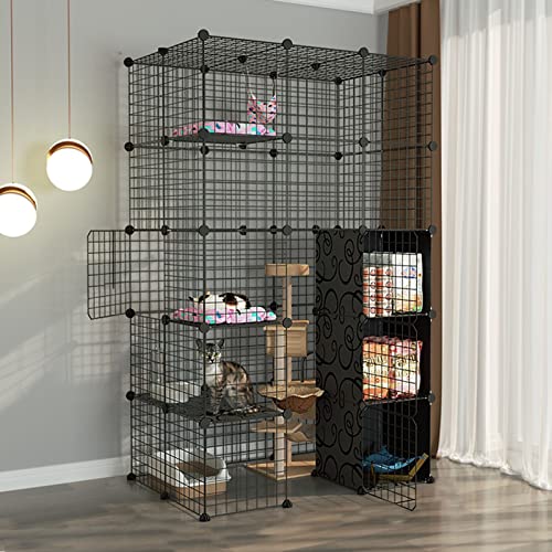 Cat Playpen - Katzenkäfig, Hundekäfige Haustierkäfige für Katzen DIY -Haustiere Playpen, Übungshof Zaun Käfig mit Tür für kleine Haustiere Kaninchen Igel Igel Katze Meerschweinchen FANDIAO von HFERTSCN