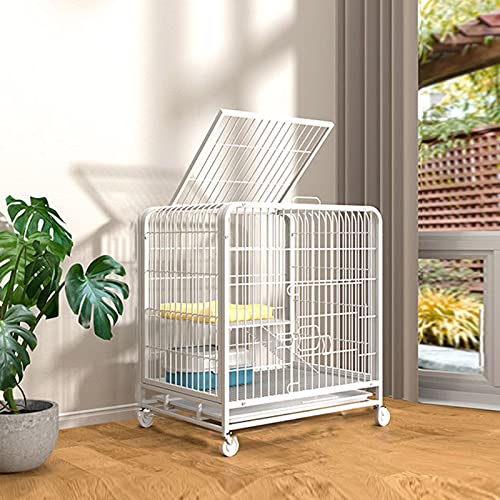 Frettchenkäfig, Cat Playpen | Katzenkäfig, Indoor -Katzen -Playpen -Metalldraht -Zwinger 2 Vordertüren/Feeder/Räder Innen im Freien, Schwarz, Rosa, Weiß FANDIAO von HFERTSCN