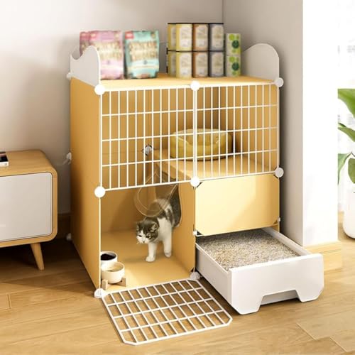 Großer Katzenkäfig, Katzen-Käfig-Ecke, große 2-stufige Katzenzwinger, DIY-Katzenkisten-Playpen innerne Metalldrahtzwinger Große Übungsplatz für 1-2 Katzen, kleine Tiere (Größe: 75 x 49 x 85 cm) von HFERTSCN