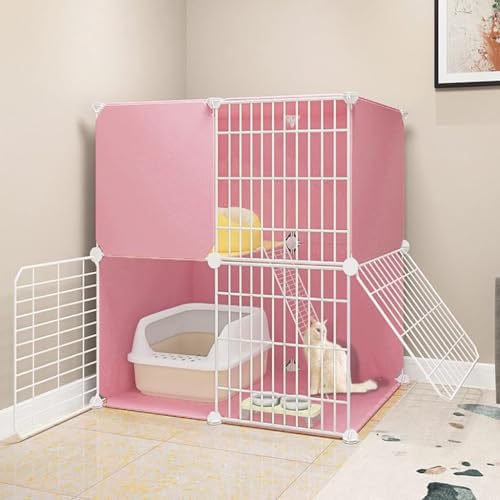 Großer Katzenkäfig, Katzenzaun abtrennbarer Metalldraht Indoor DIY Kennelkiste Große Workout ideal für 1-2 Katzen (Größe: 72x37x72 cm) FANDIAO von HFERTSCN