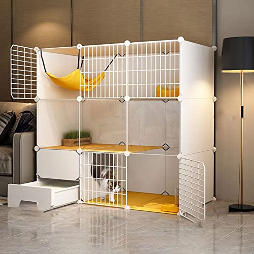 Großer Katzenkäfig Innenräume - kleine Tiere Käfig DIY Draht Zaun Katze Katze Katze Käfigkäfige innen groß mit Katzentoilette für 1-2 Katzen, Frettchen, Chinchilla, Kaninchen, kleine Tiere (Farbe: von HFERTSCN